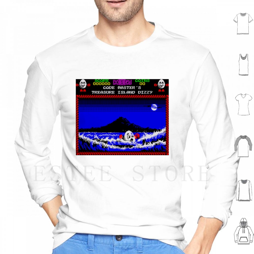 Retro Gaming Zx Spectrum - Treasure Island Dizzy Motif Hoodie Long