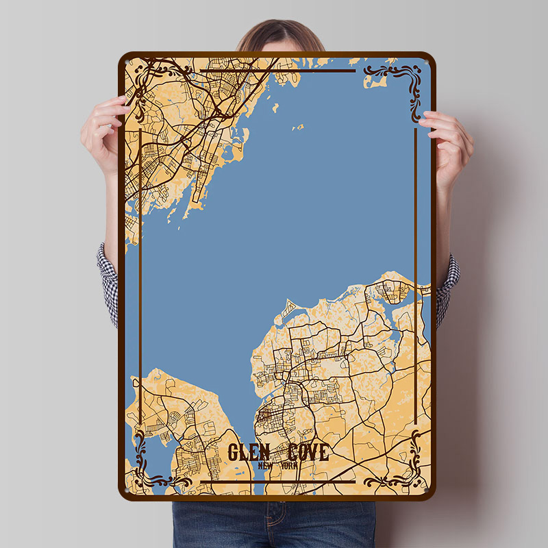 Glen Cove New York Map Tinplat - Retro Gaming York review and price
