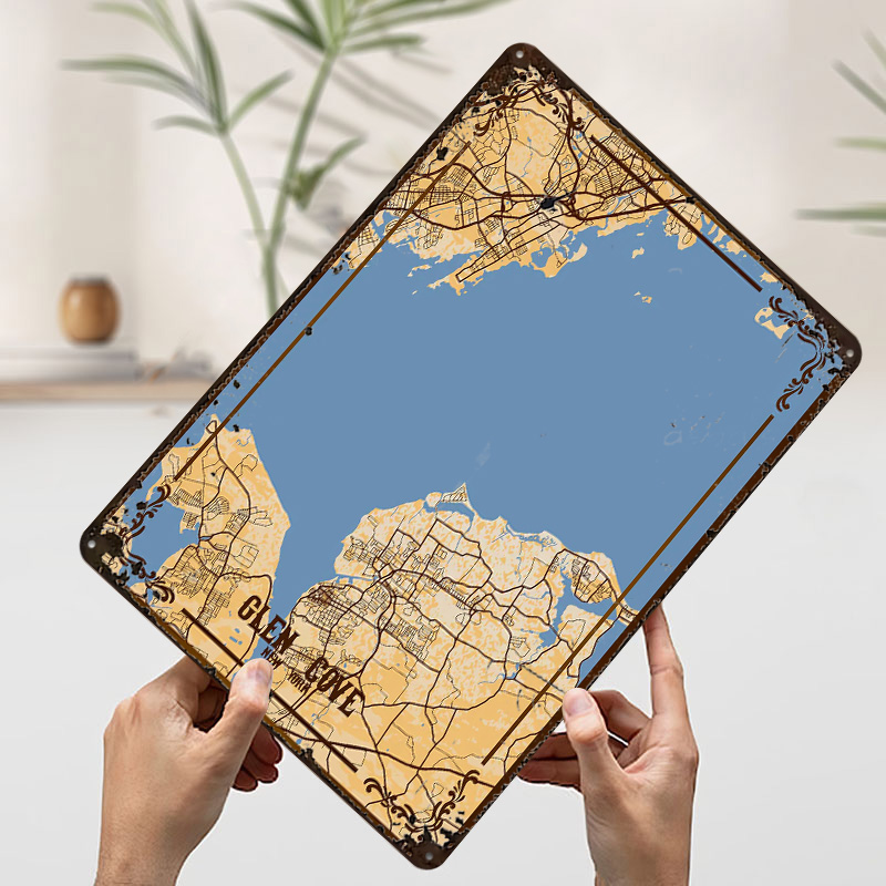 Glen Cove New York Map Tinplat - Retro Gaming York review and price