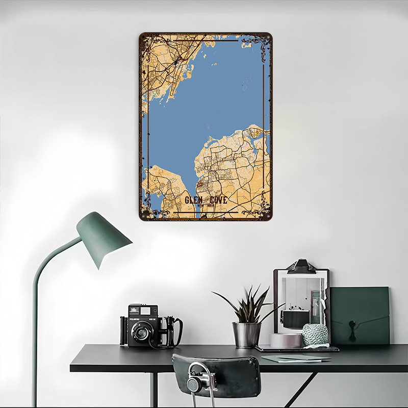 Glen Cove New York Map Tinplat - Retro Gaming York review and price