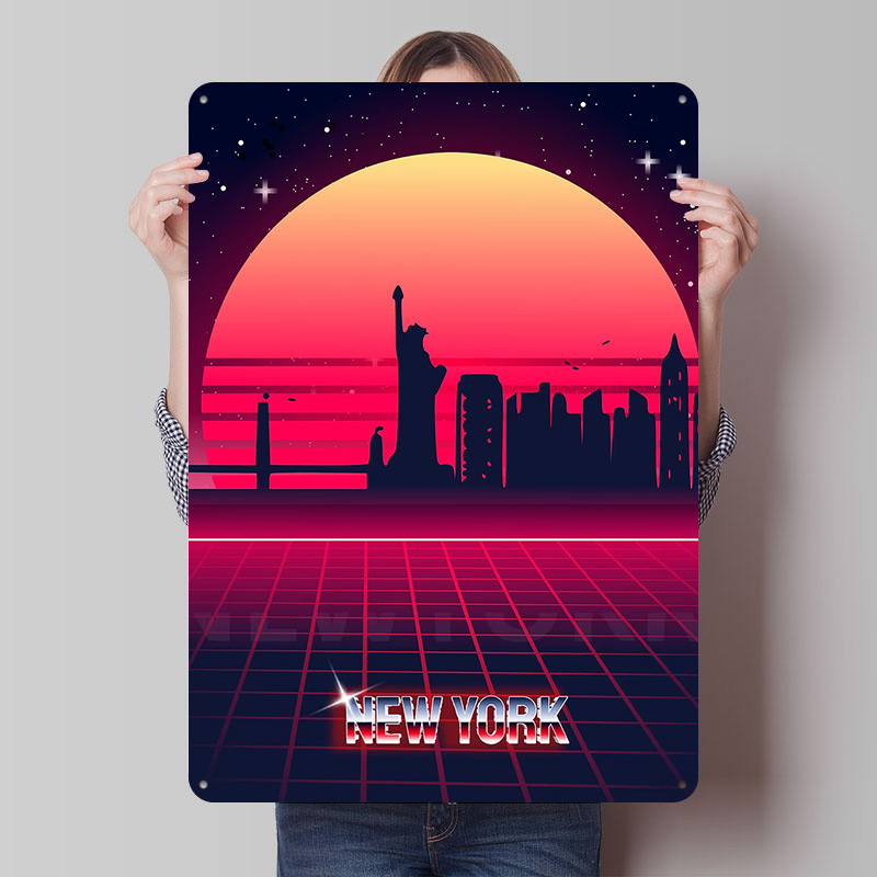 New York Skyline Metal Poster  - Retro Gaming York review and price