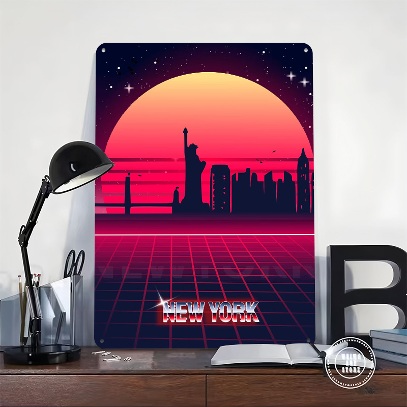 New York Skyline Metal Poster  - Retro Gaming York review and price