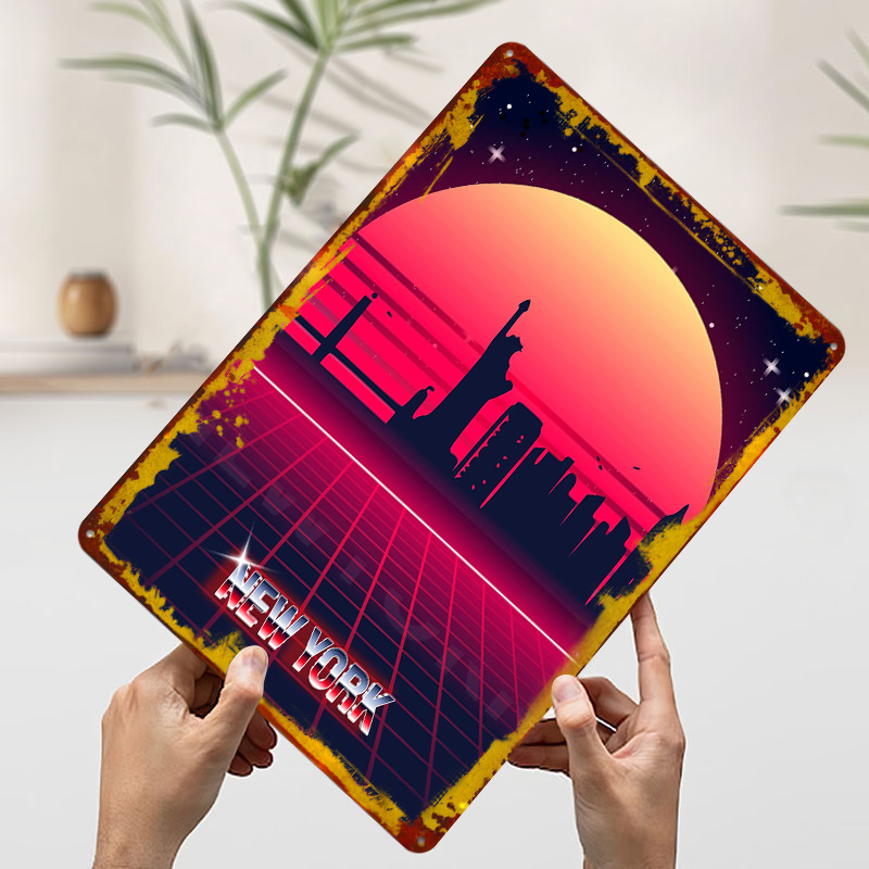New York Skyline Metal Poster  - Retro Gaming York review and price