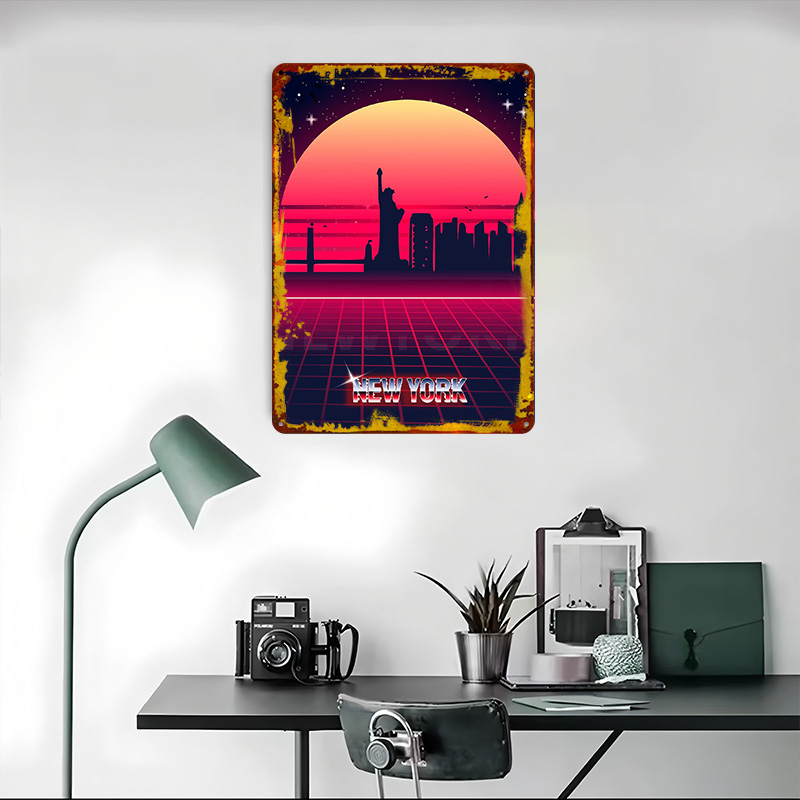 New York Skyline Metal Poster  - Retro Gaming York review and price