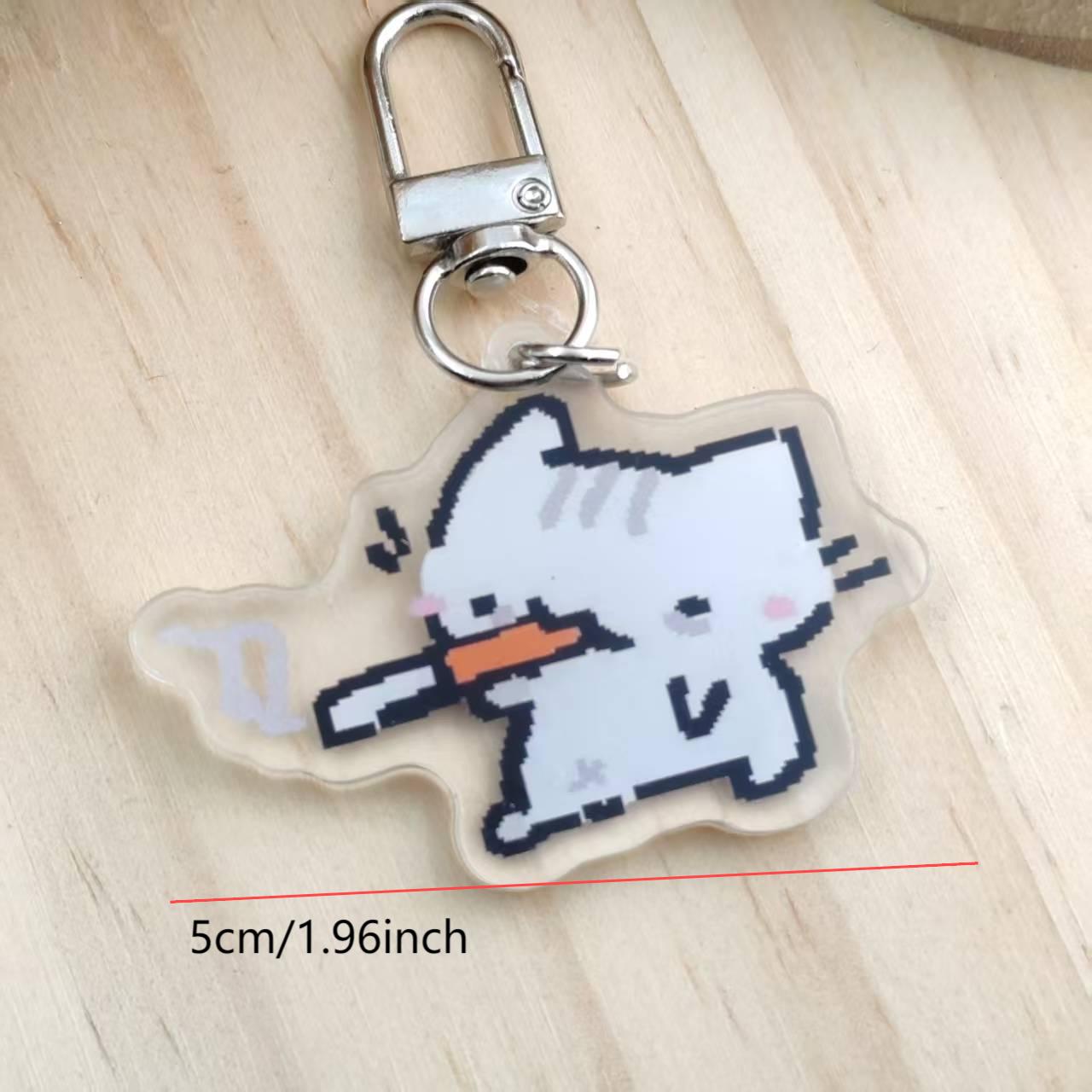 2d Flat Pixel Cat Keychain - G - Retro Gaming Design review and price