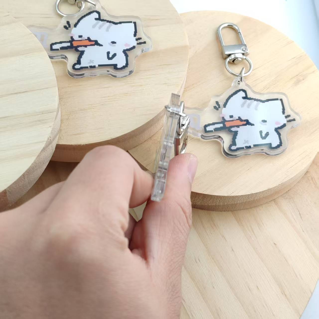 2d Flat Pixel Cat Keychain - G - Retro Gaming Design review and price